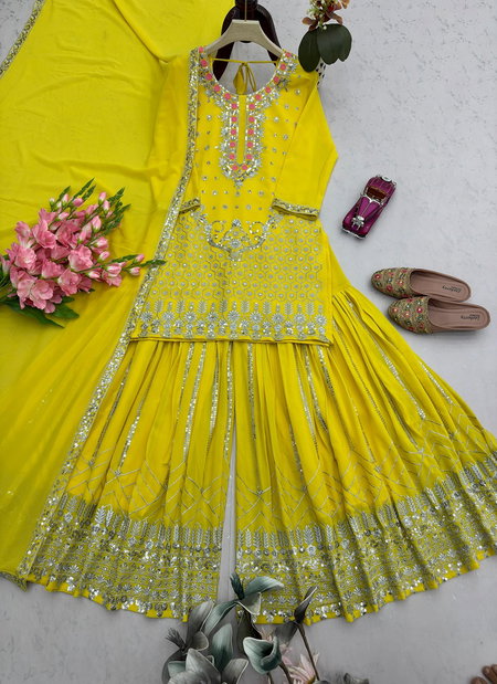 Sc 1325 Heavy Faux Georgette Embroidery Work Sharara Suits Collections